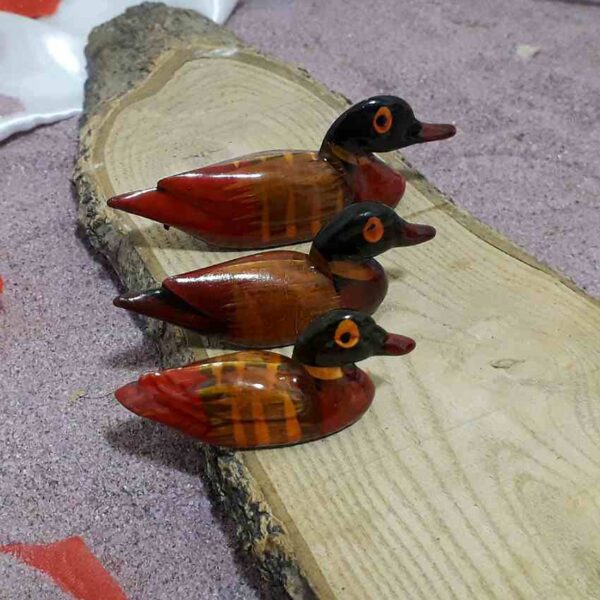مجسمه مدل اردک چوبی سه تایی